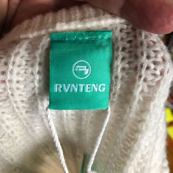 NWT Y2K School Girl Knit Embroidered Slogan Thrashed Crop Sweater - M - Picture 10 of 11